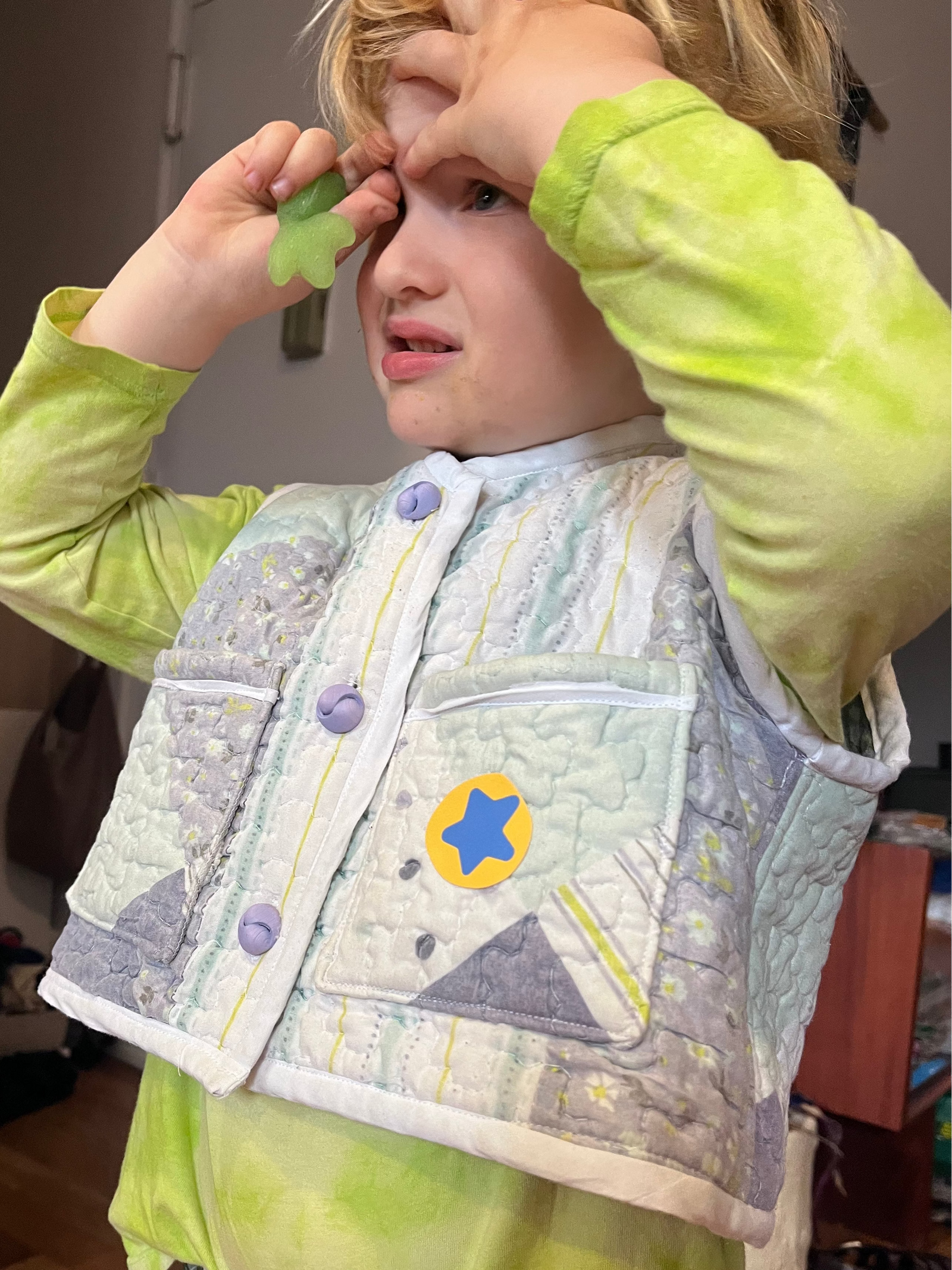 Rainbow Sticker Patch Sheet - lifestyle photo of patches on kids clothing