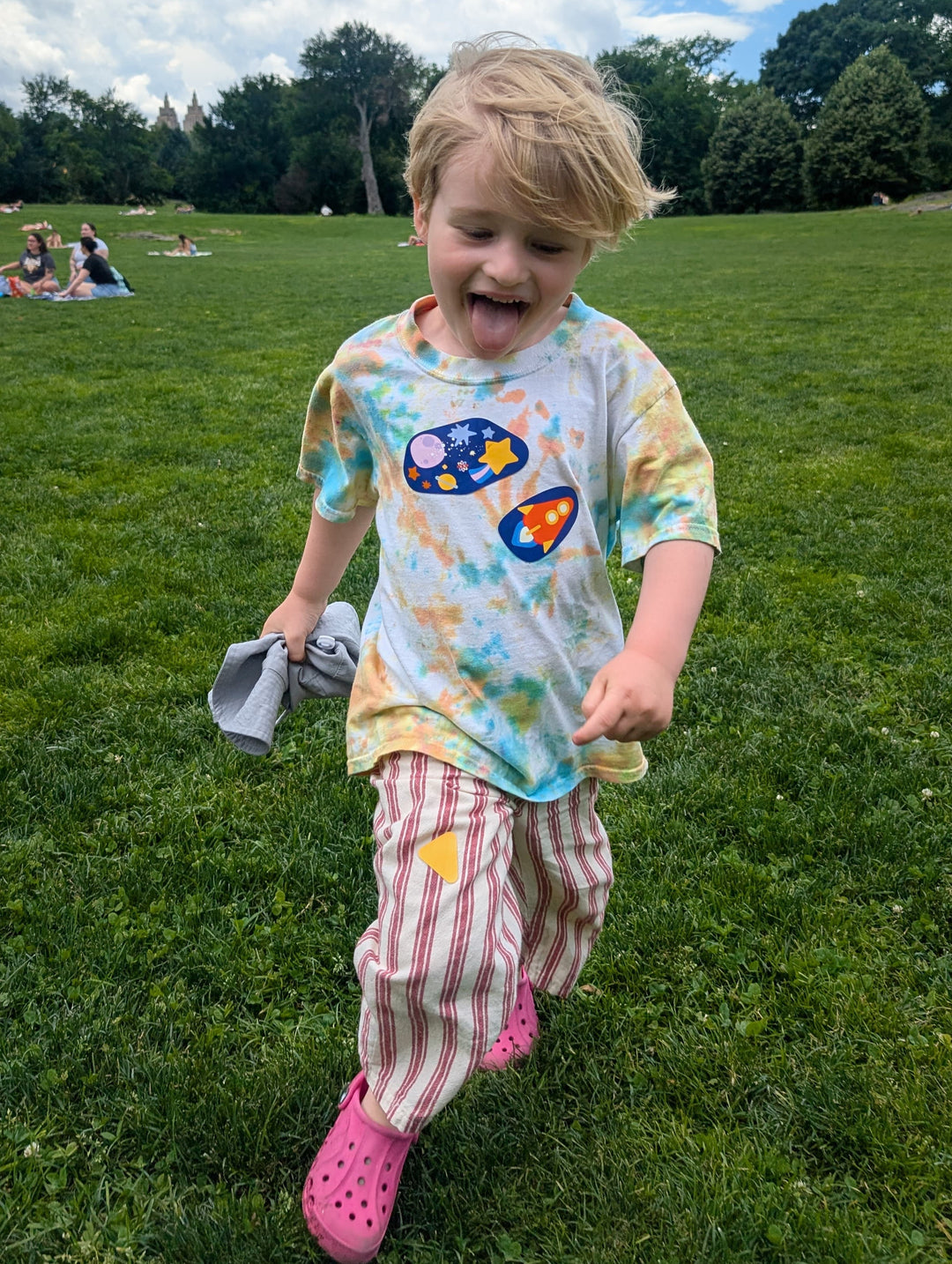 Space Sticker Patch Sheet - space patches applied to kids clothing